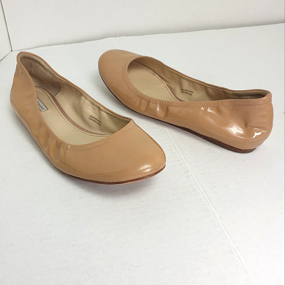 leather upper nude ballet flat slip-on flexible minimalist comfort and style 7.5